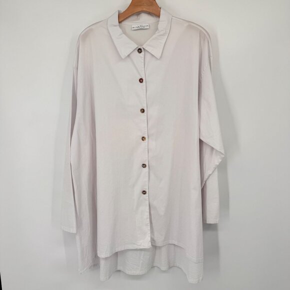 Bryn Walker Oversized Long-Sleeve Shirt tunic White Cotton stretch size XL - Picture 6 of 14